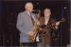 Boots Randolph and Scotty onstage at the Peabody Hotel, Memphis, TN 08-13-02 (D. Ferich photo)